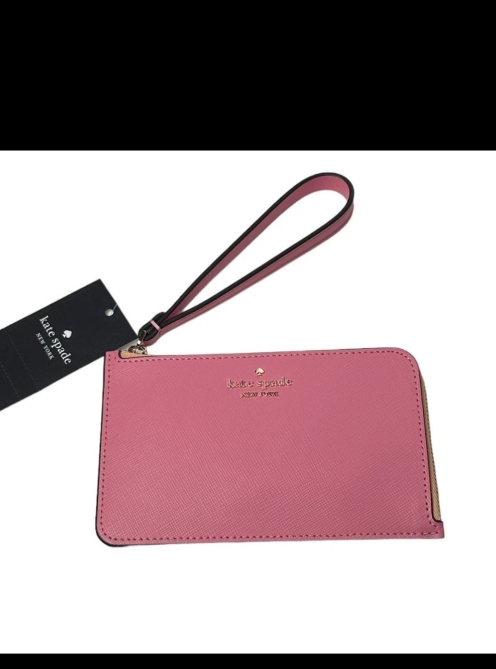 kate spade Pink Saffiano Wristlet Clutch with Strap